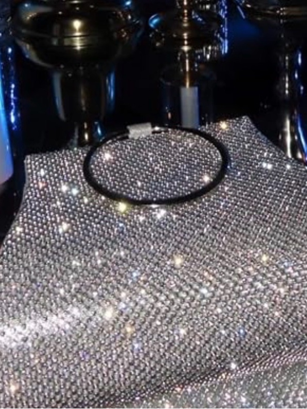Sparkle Crystal-Embellished Silver Evening Clutch